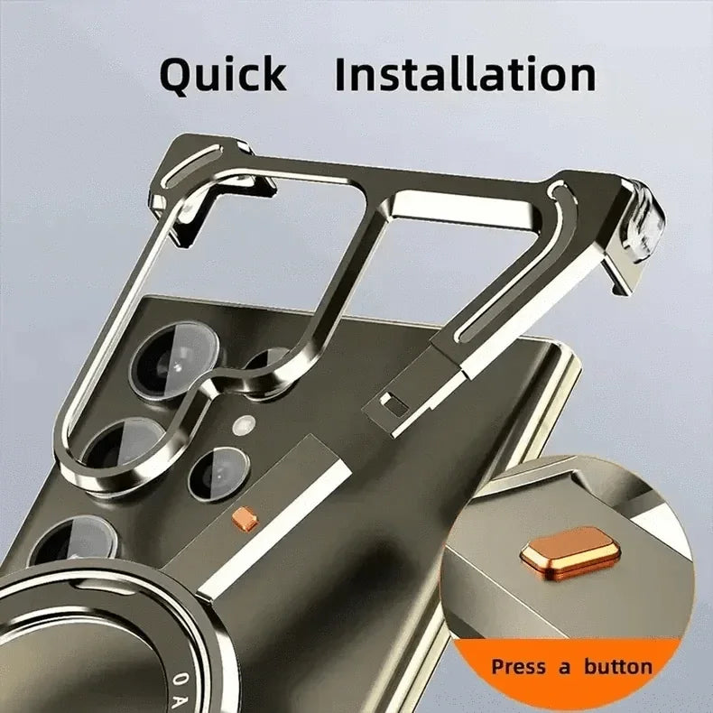 360 Degree Kickstand Aluminum Frameless Case for Samsung S25 Ultra