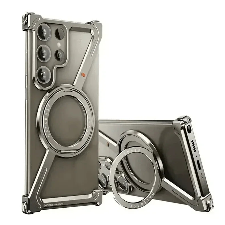 360 Degree Kickstand Aluminum Frameless Case for Samsung S25 Ultra