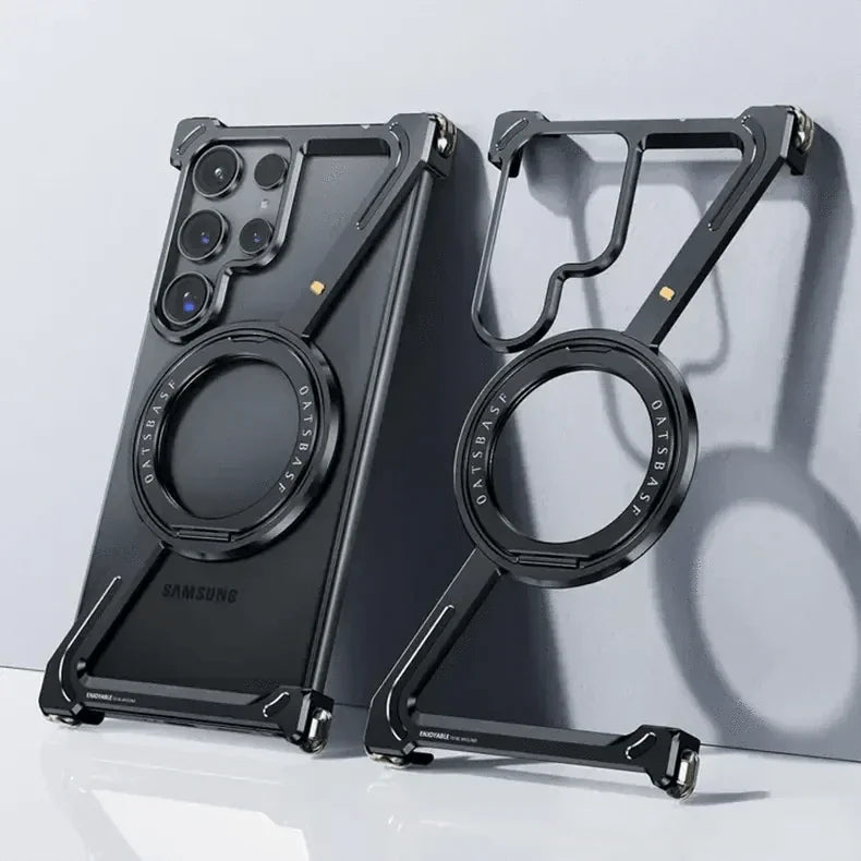 360 Degree Kickstand Aluminum Frameless Case for Samsung S25 Ultra