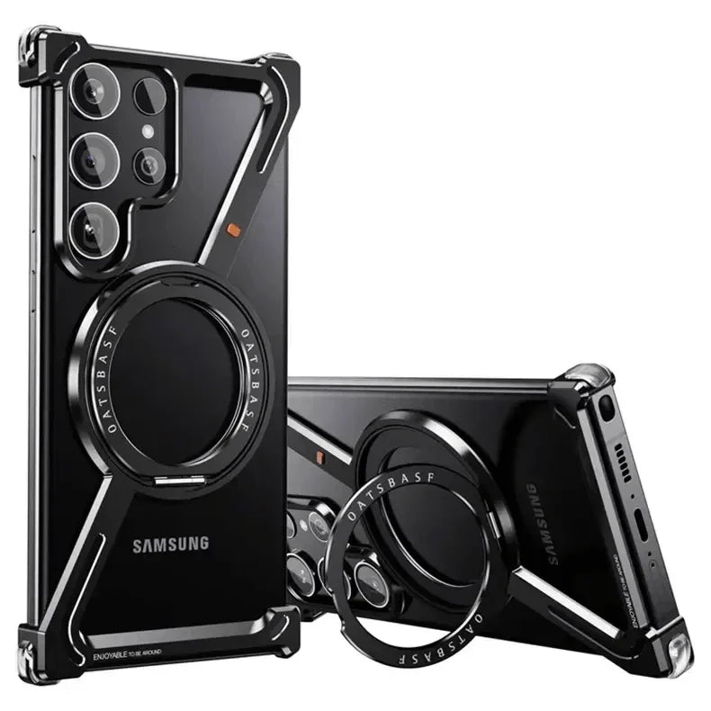 360 Degree Kickstand Aluminum Frameless Case for Samsung S25 Ultra