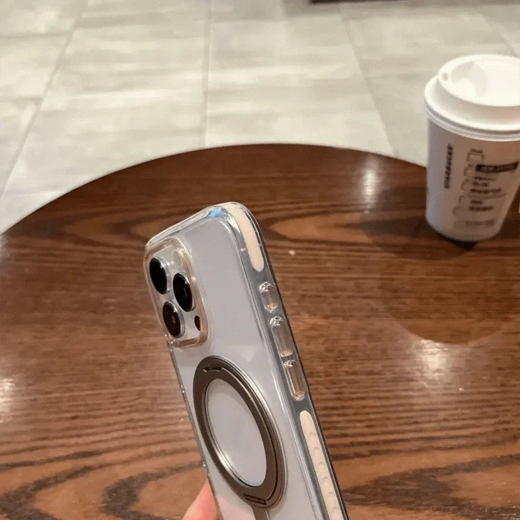 360 Degree Rotatable Magnetic Kickstand Glossy Hard Case for iPhone 16 Pro Max