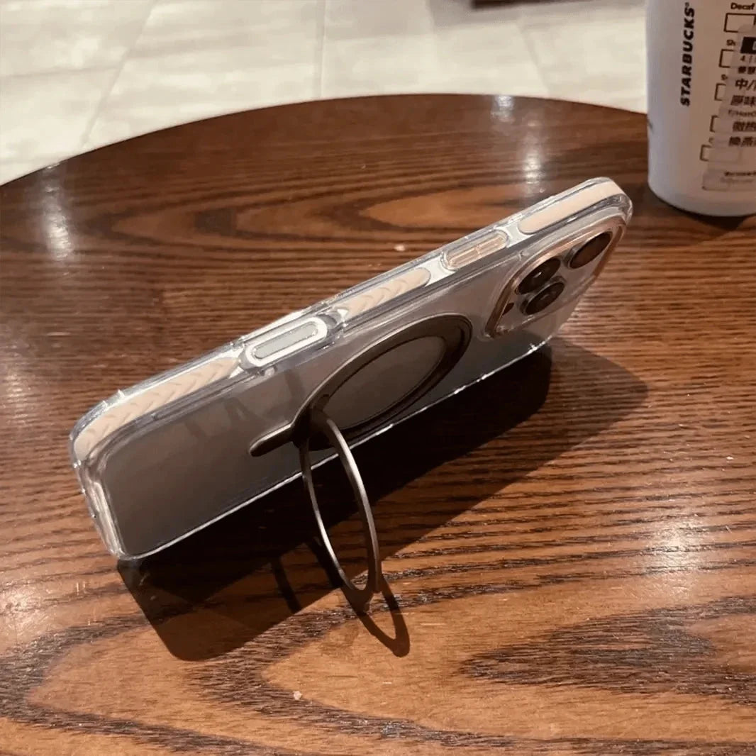 360 Degree Rotatable Magnetic Kickstand Glossy Hard Case for iPhone 16 Pro