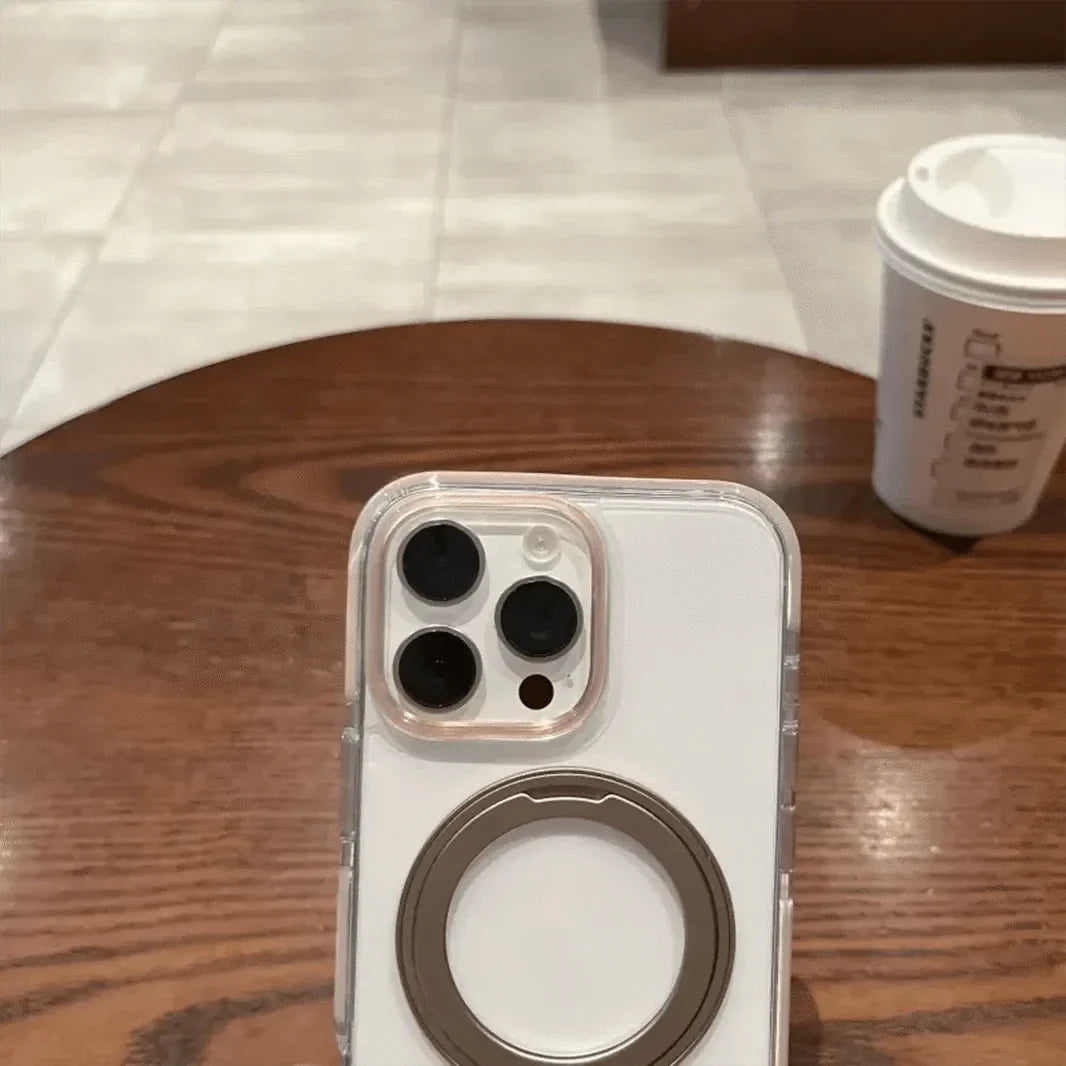 360 Degree Rotatable Magnetic Kickstand Glossy Hard Case for iPhone 16 Pro Max