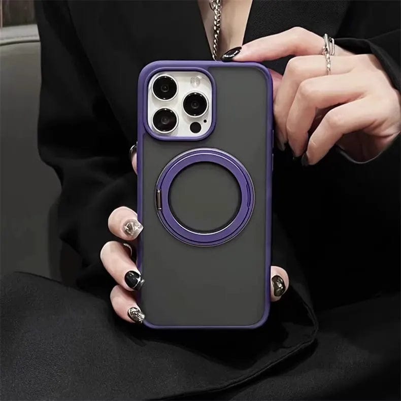 360° Rotatable Magnetic KickStand Shockproof Hard Phone Case for Apple iPhone Back Cases iPhone 14 Pro / Deep Purple