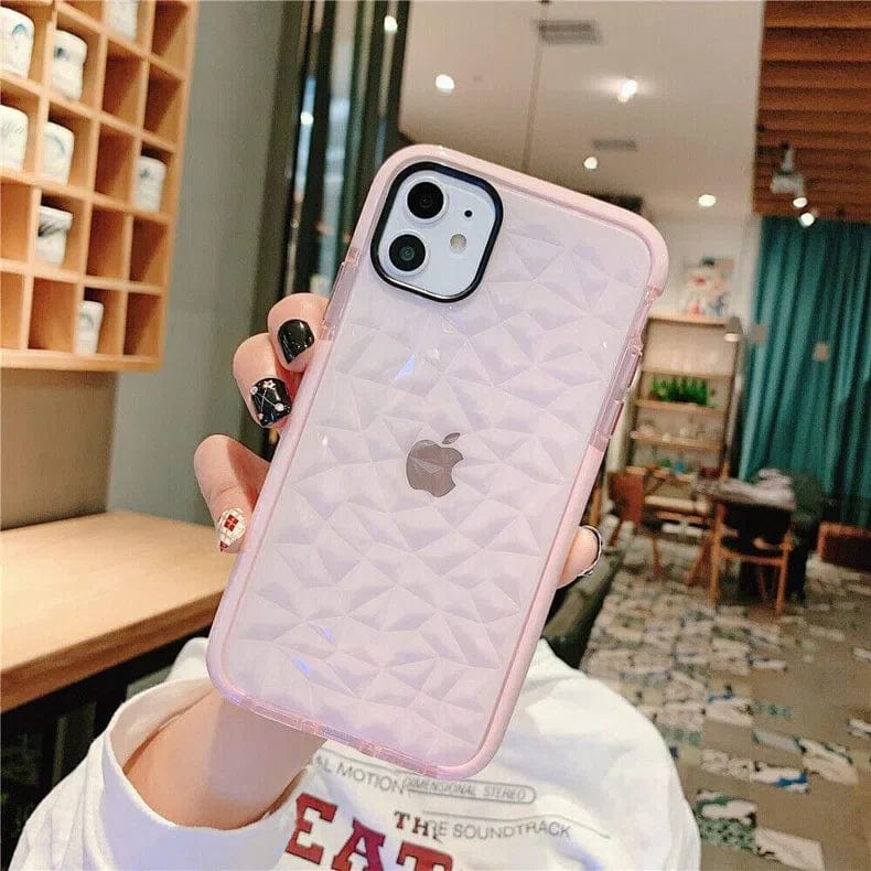 3D Geometric AIR Prism Soft Case for iPhone 11 Pink Back Cases