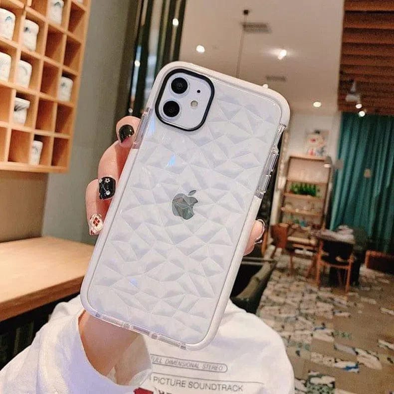 3D Geometric AIR Prism Soft Case for iPhone 14 White Back Cases