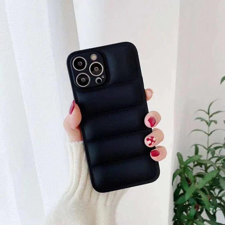 3D Puffer Pattern Soft TPU Silicone Phone Case for iPhone Back Cases iPhone 14 Pro Max / Black