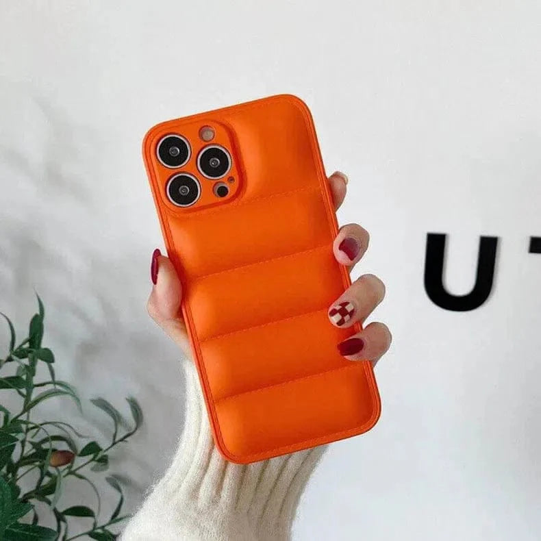 3D Puffer Pattern Silicone Case for iPhone 11 Orange Back Cases