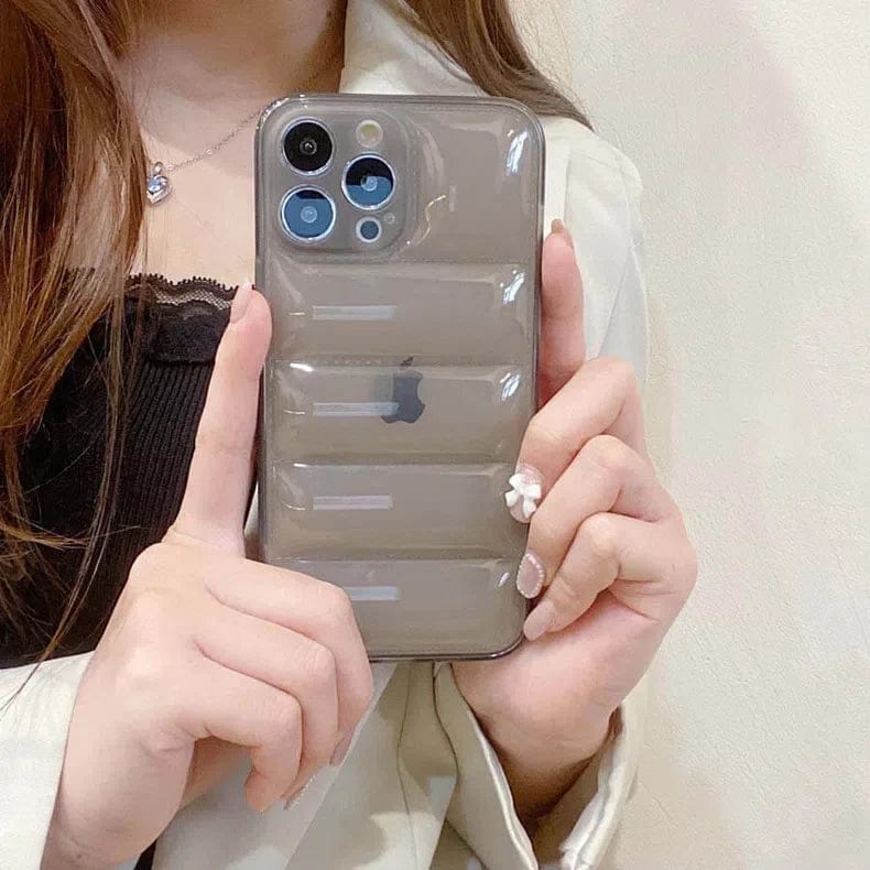 3D Puffer Pattern Soft TPU Silicone Phone Case for iPhone Back Cases iPhone 14 Pro Max / Translucent Smoke