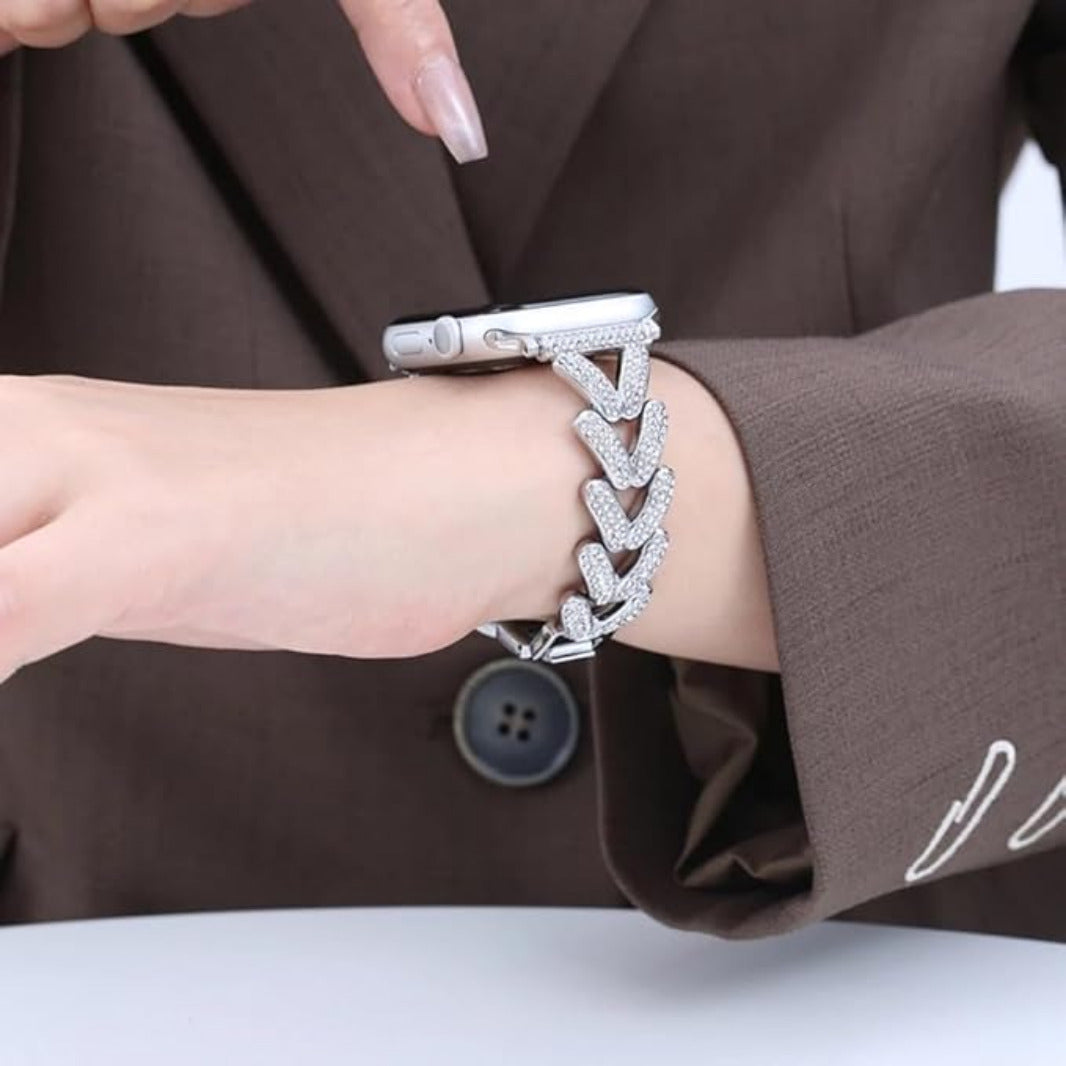 Diamond Bling Rhinestone Stainless Steel Band for Apple Watch 38 | 40 | 41 | 42mm S10 Straps & Bands