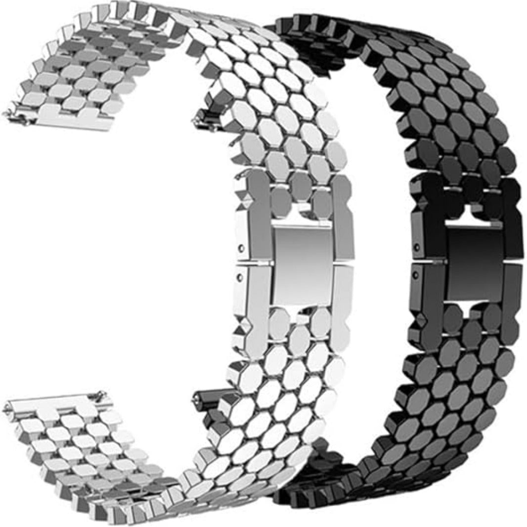Honeycomb Pattern Stainless Steel Metal Band for Smartwatch 22mm Straps & Bands