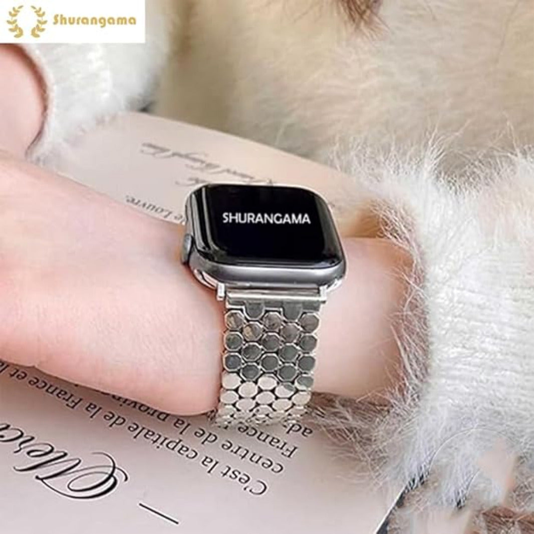 Honeycomb Pattern Stainless Steel Metal Band for Apple Watch 42 | 44 | 45 | Ultra 49 | 46mm S10 Straps & Bands