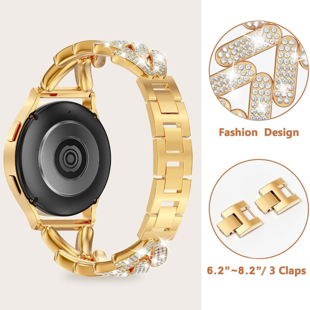 Diamond Bling Rhinestone Stainless Steel Band for Smartwatch 20mm Straps & Bands