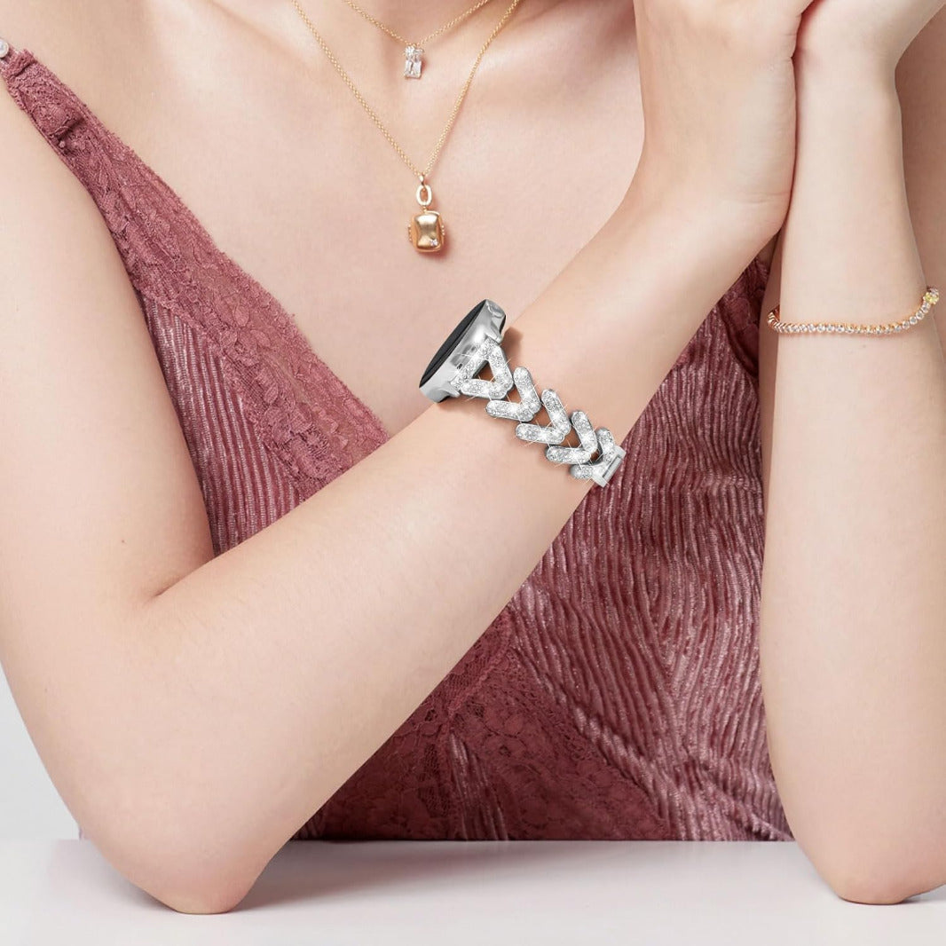 Diamond Bling Rhinestone Stainless Steel Band for Smartwatch 20mm Straps & Bands
