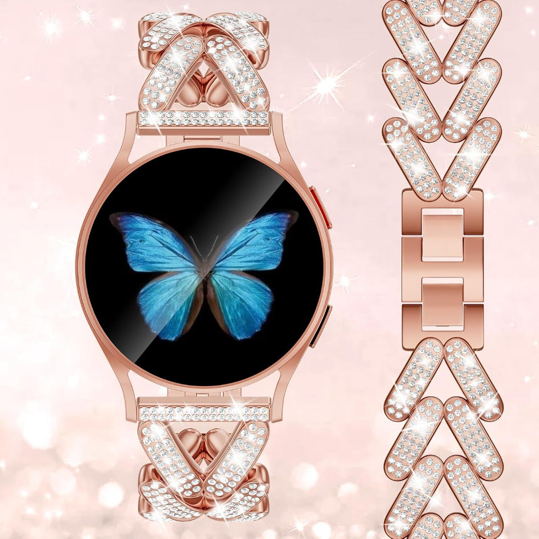 Diamond Bling Rhinestone Stainless Steel Band for Smartwatch 20mm Straps & Bands