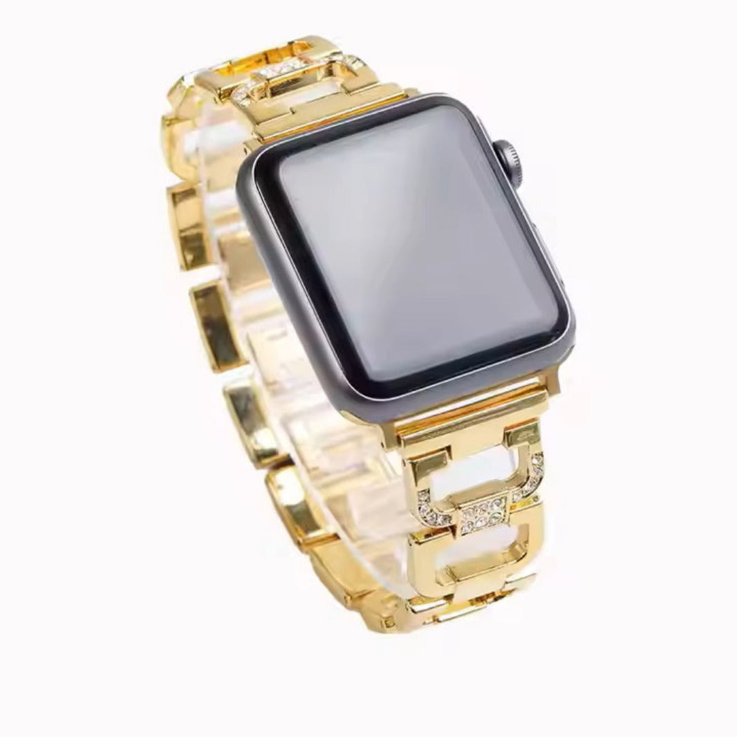 D Shape Chain link Metal Band for Apple Watch 42 | 44 | 45 | Ultra 49 | 46mm S10 42 | 44 | 45 | Ultra 49 | 46mm S10 gold Straps & Bands