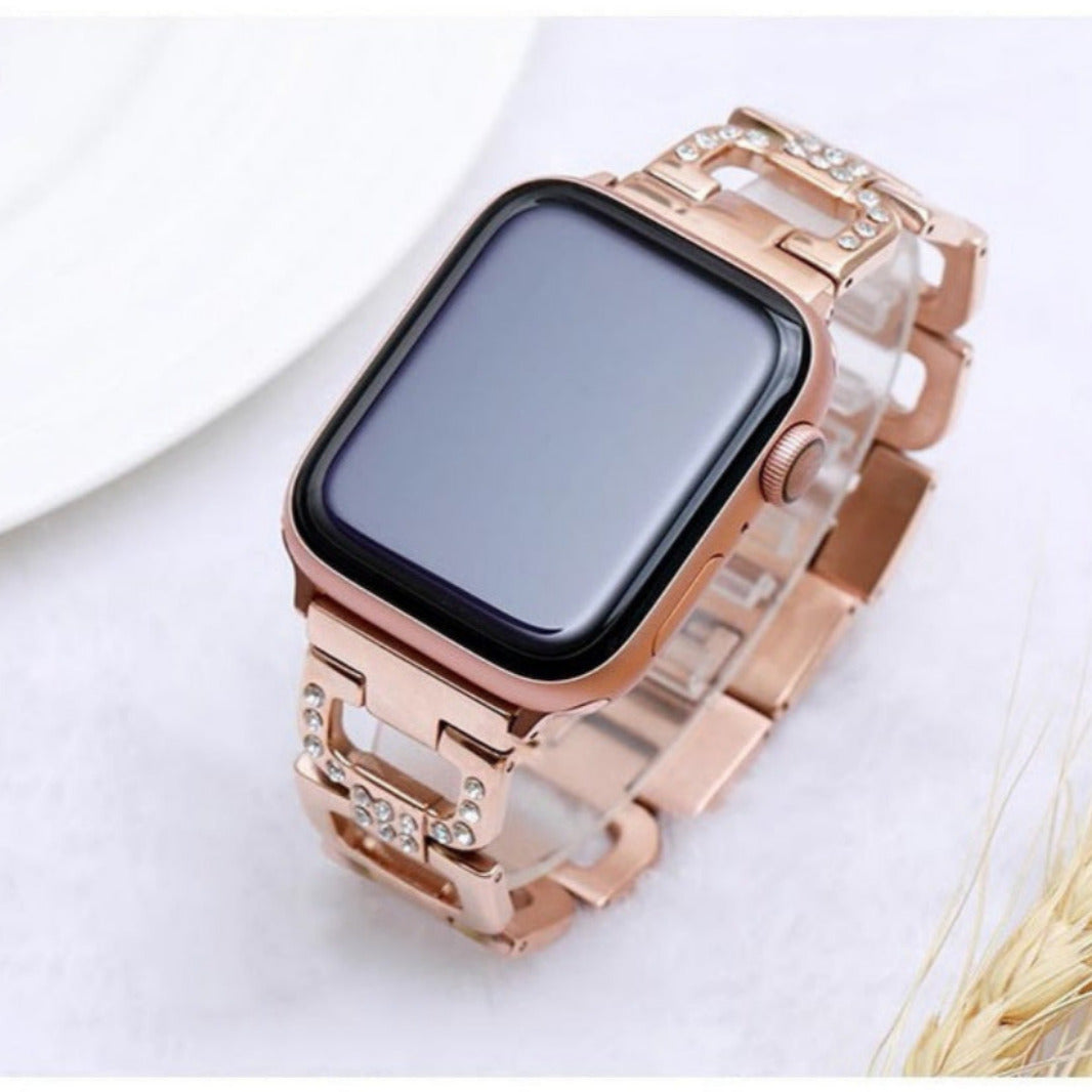 D Shape Chain link Metal Band for Apple Watch 42 | 44 | 45 | Ultra 49 | 46mm S10 42 | 44 | 45 | Ultra 49 | 46mm S10 rose-gold Straps & Bands