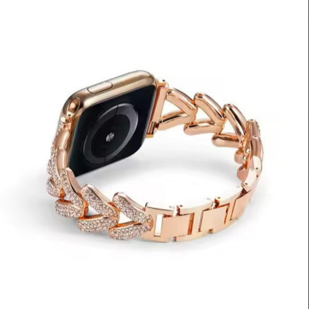 Diamond Bling Rhinestone Stainless Steel Band for Apple Watch 42 | 44 | 45 | Ultra 49 | 46mm S10 42 | 44 | 45 | Ultra 49 | 46mm S10 rose-gold Straps & Bands