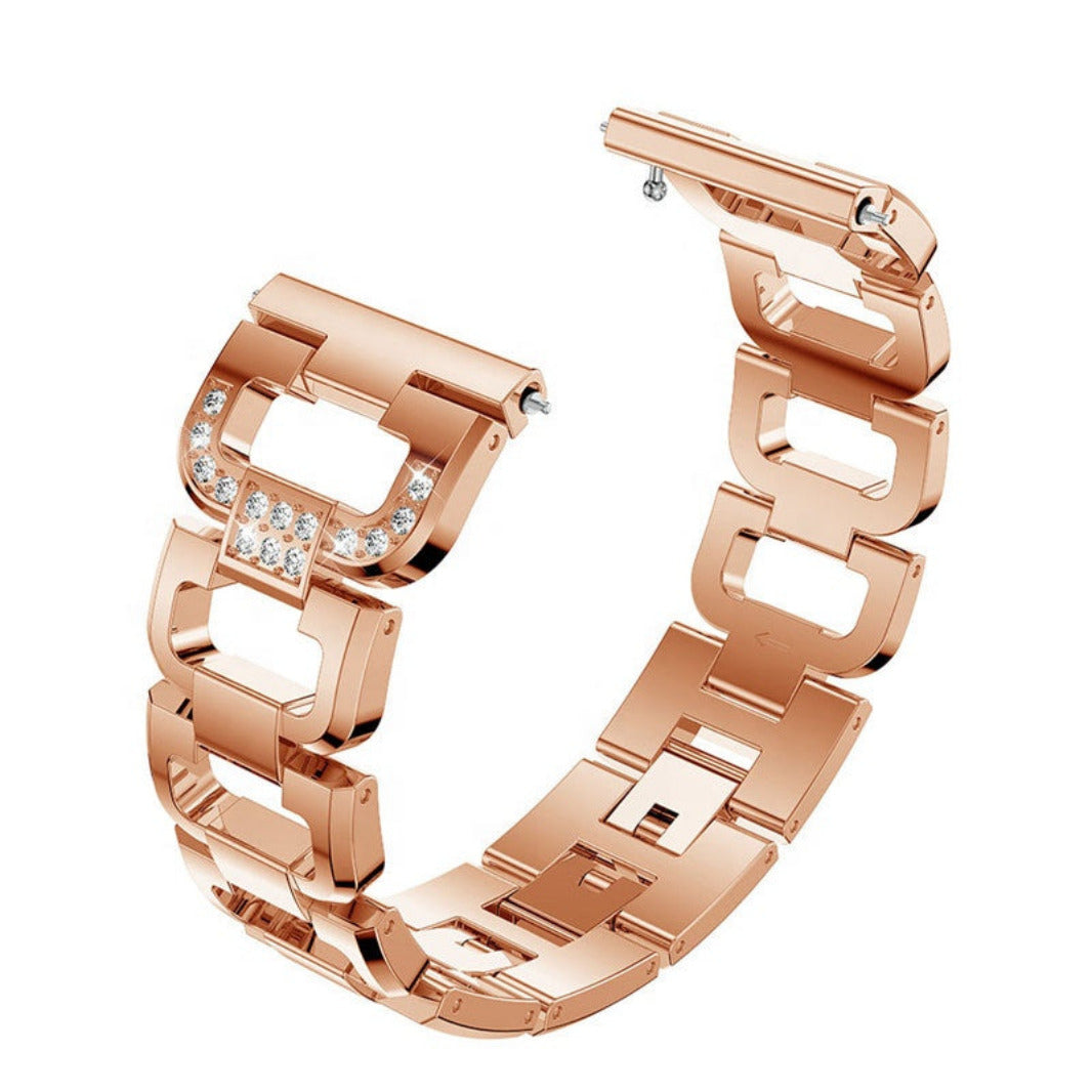 D Shape Chain link Metal Band for Smartwatch 22mm 22mm rose-gold Straps & Bands