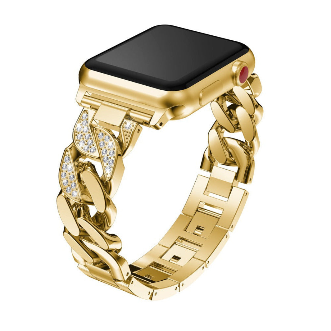 Diamond Metal Stainless Steel Chain Bracelet Band for Apple Watch 38 | 40 | 41 | 42mm S10 38 | 40 | 41 | 42mm S10 gold Straps & Bands