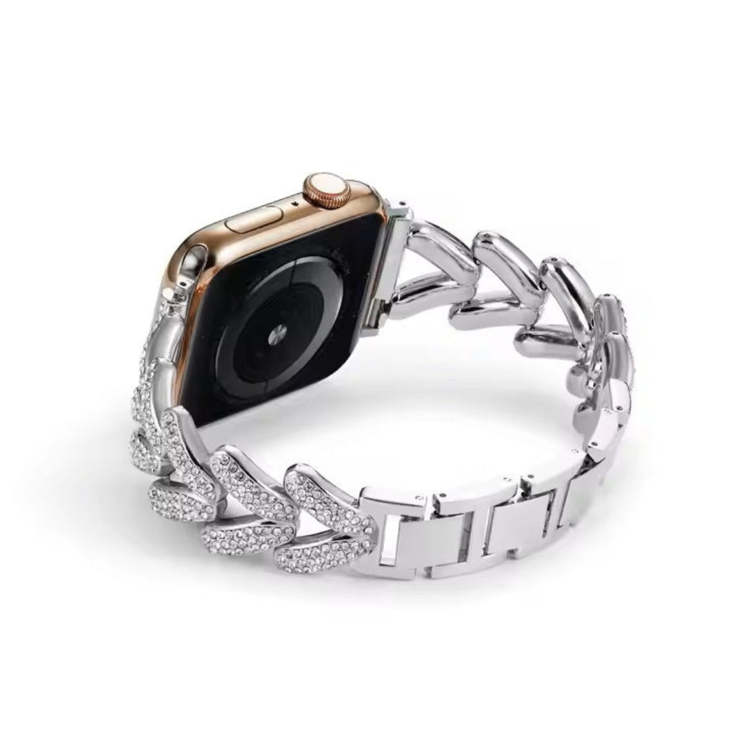 Diamond Bling Rhinestone Stainless Steel Band for Apple Watch 38 | 40 | 41 | 42mm S10 38 | 40 | 41 | 42mm S10 silver Straps & Bands