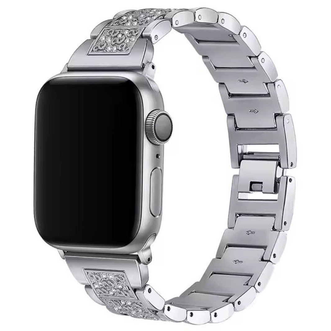 Luxury Bling Rhinestone Dressy Jewelry Metal Band for Apple Watch 42 | 44 | 45 | Ultra 49 | 46mm S10 42 | 44 | 45 | Ultra 49 | 46mm S10 silver Straps & Bands