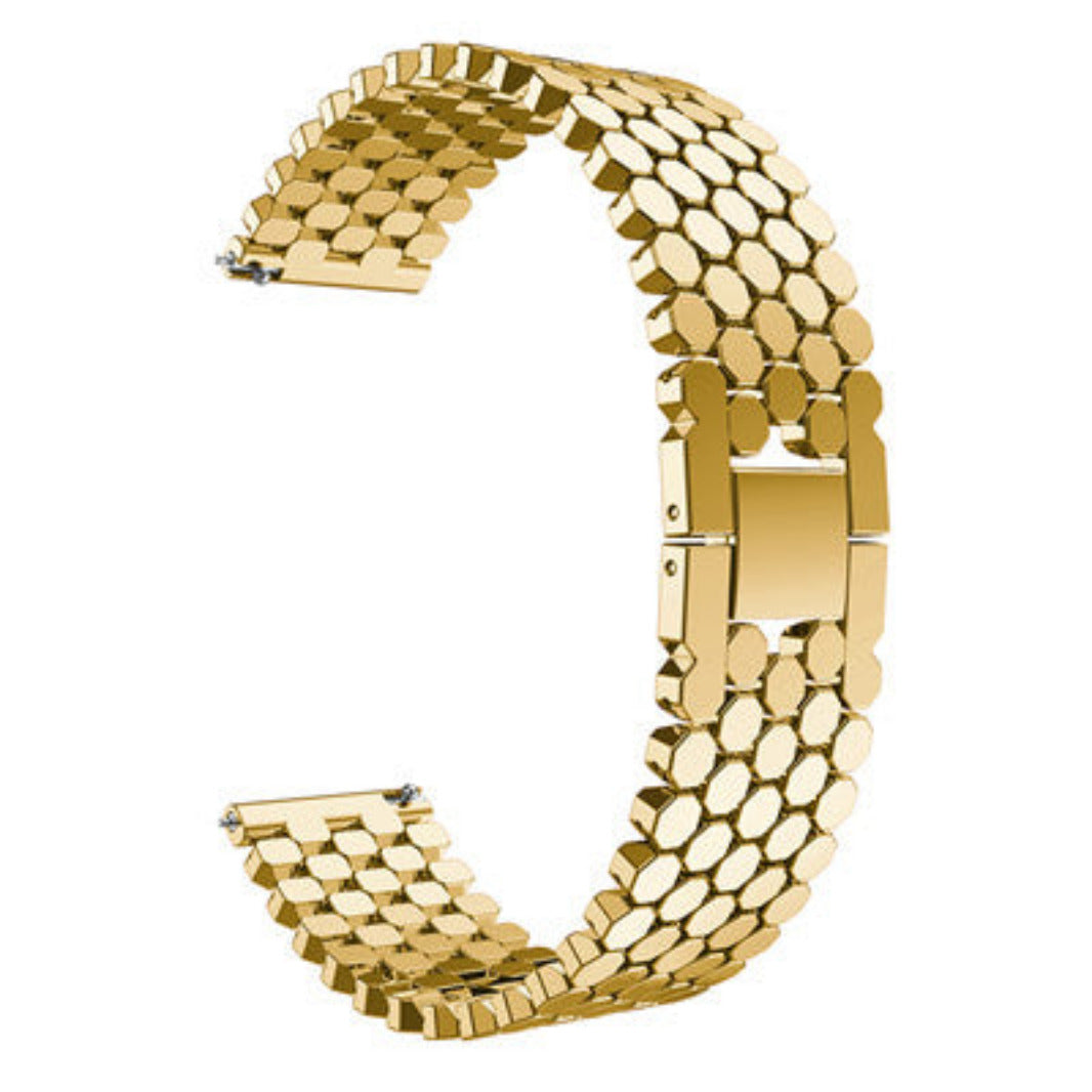 Honeycomb Pattern Stainless Steel Metal Band for Smartwatch 22mm 22mm gold Straps & Bands
