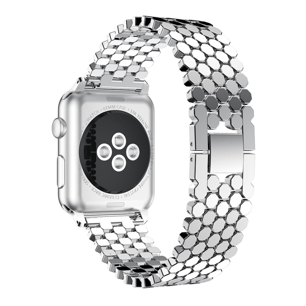 Honeycomb Pattern Stainless Steel Metal Band for Apple Watch 42 | 44 | 45 | Ultra 49 | 46mm S10 42 | 44 | 45 | Ultra 49 | 46mm S10 silver Straps & Bands