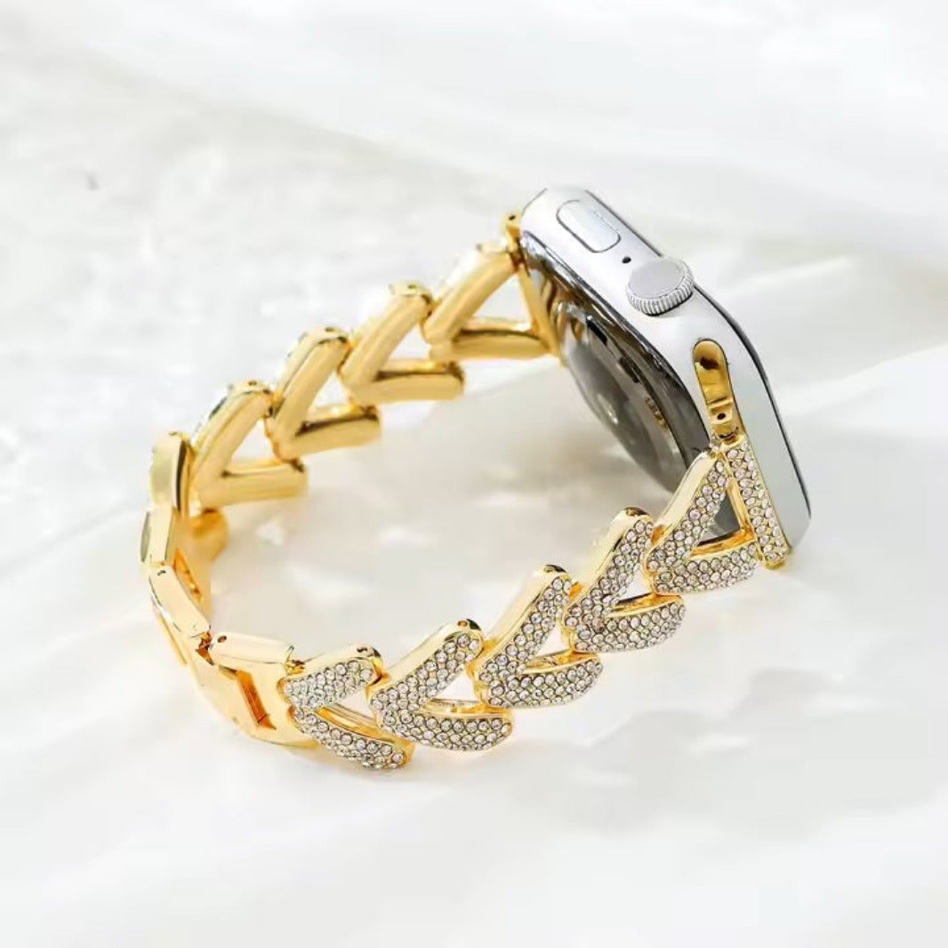 Diamond Bling Rhinestone Stainless Steel Band for Apple Watch 38 | 40 | 41 | 42mm S10 38 | 40 | 41 | 42mm S10 gold Straps & Bands