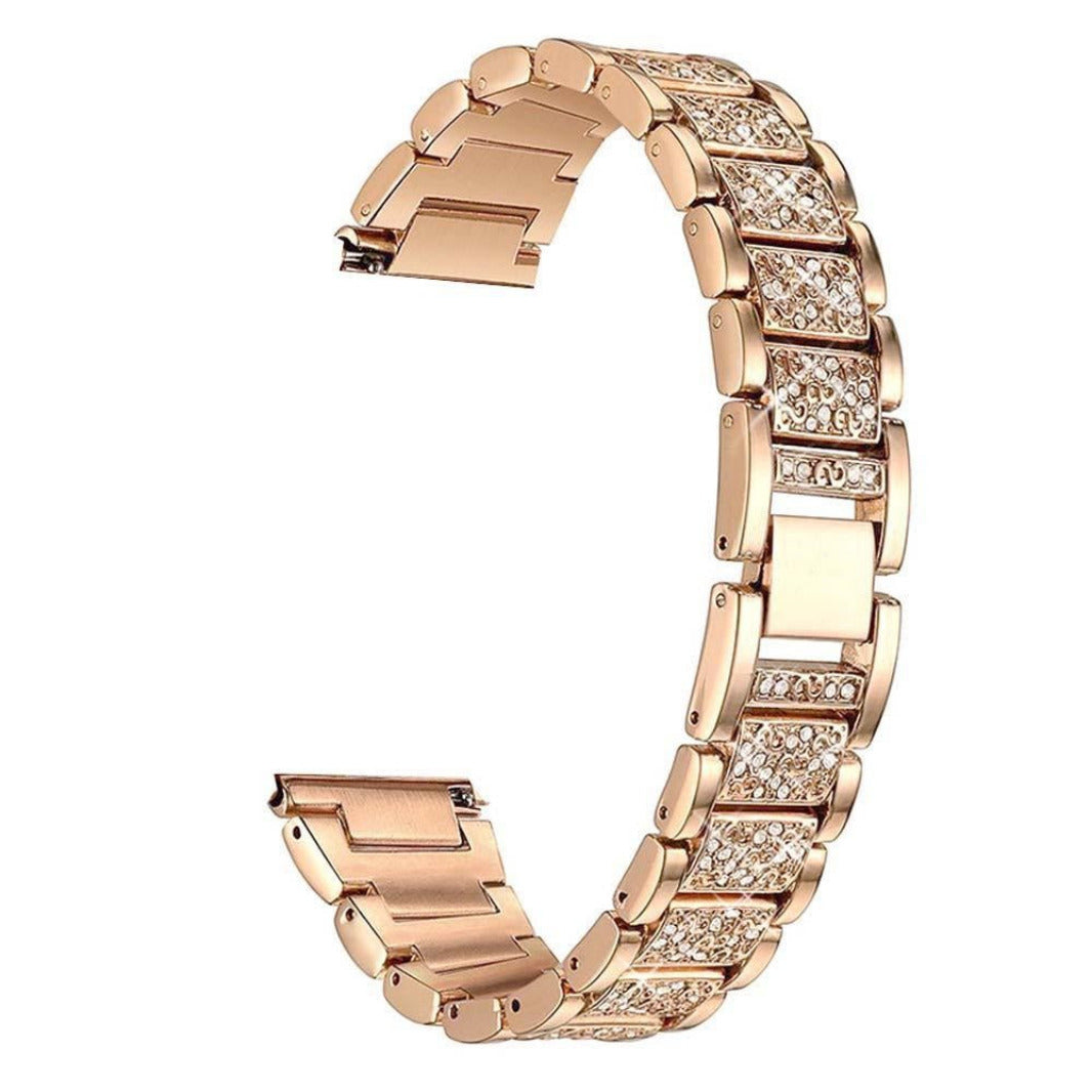 Luxury Bling Rhinestone Dressy Jewelry Metal Band for Smartwatch 22mm 22mm rose-gold Straps & Bands