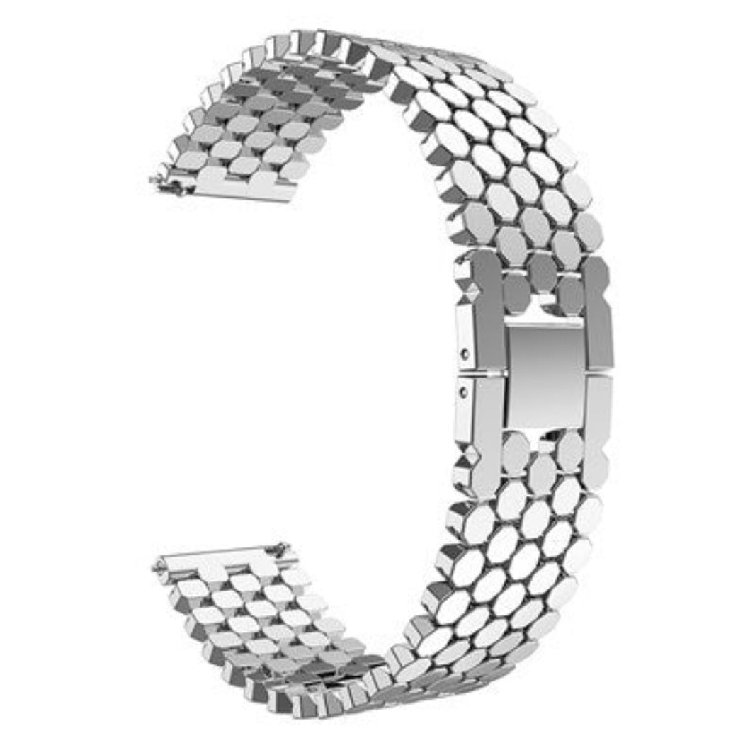 Honeycomb Pattern Stainless Steel Metal Band for Smartwatch 22mm 22mm silver Straps & Bands