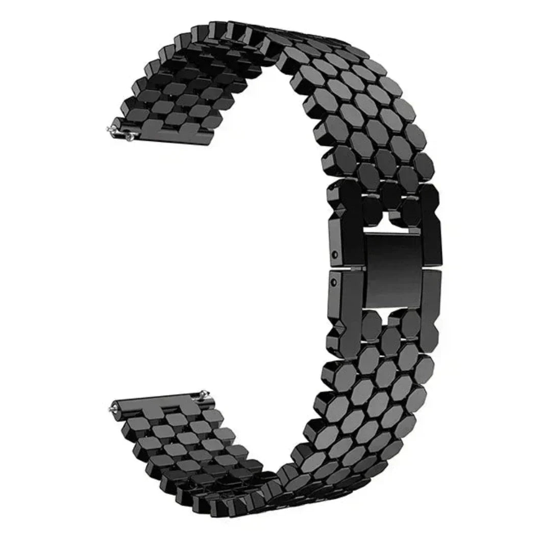 Honeycomb Pattern Stainless Steel Metal Band for Smartwatch 22mm 22mm black Straps & Bands