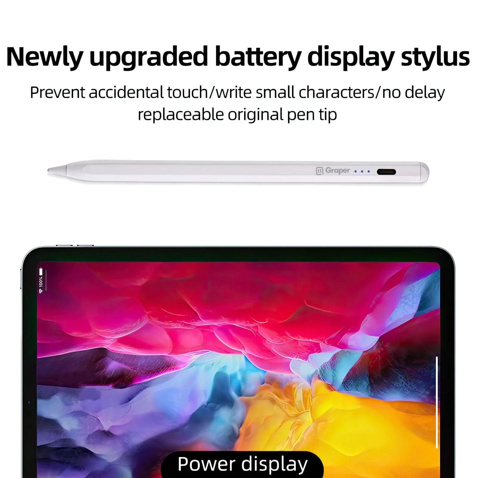 Active Stylus Pen for iPad After 2018, Aluminium Metal Body, with Extra Nib