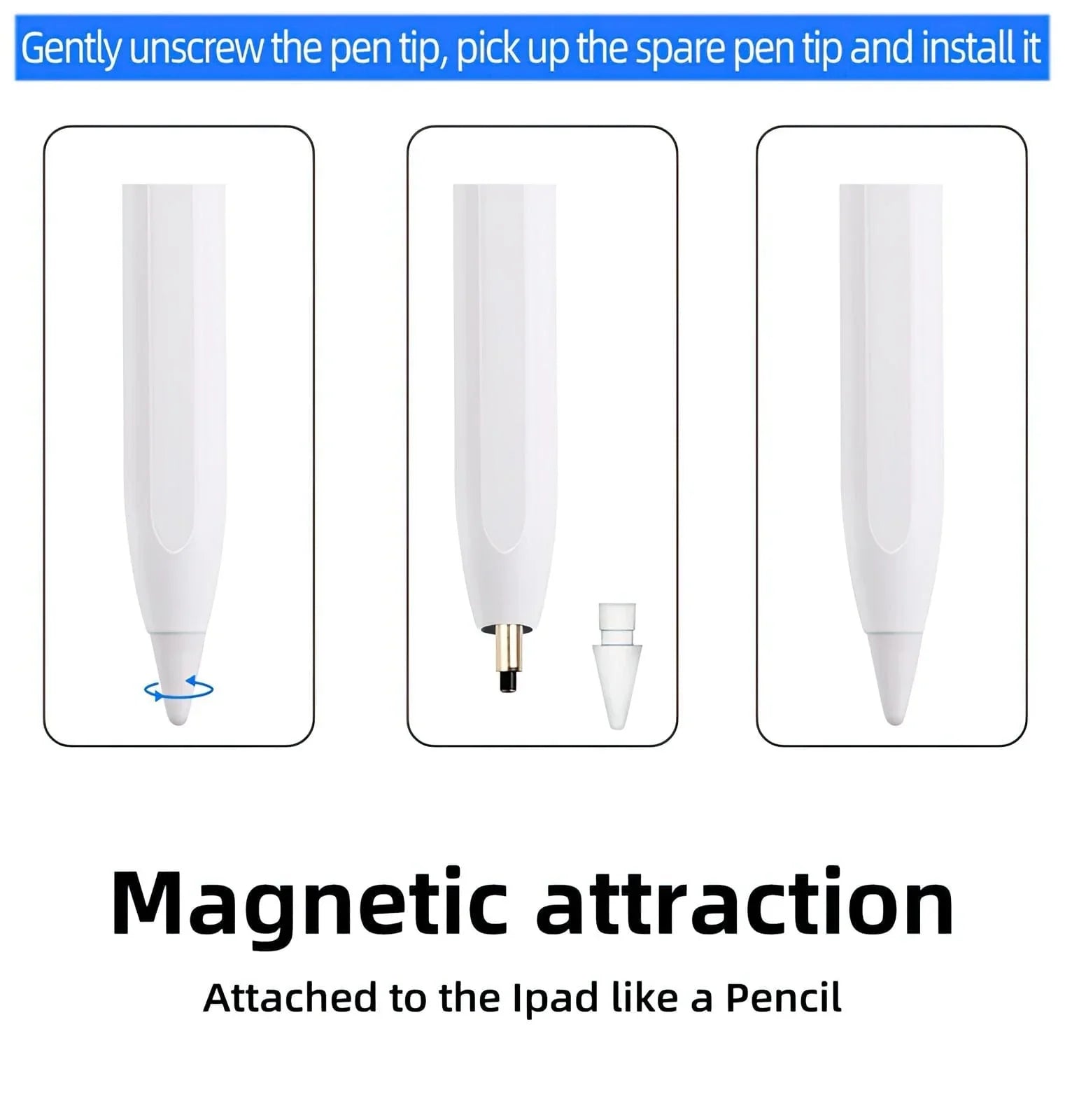 Active Stylus Pen for iPad After 2018, Aluminium Metal Body, with Extra Nib