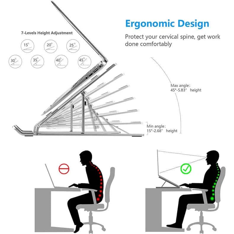 Adjustable Stand Holder with Built-in Foldable Legs Classic Cooling pads for Laptop & Tablet