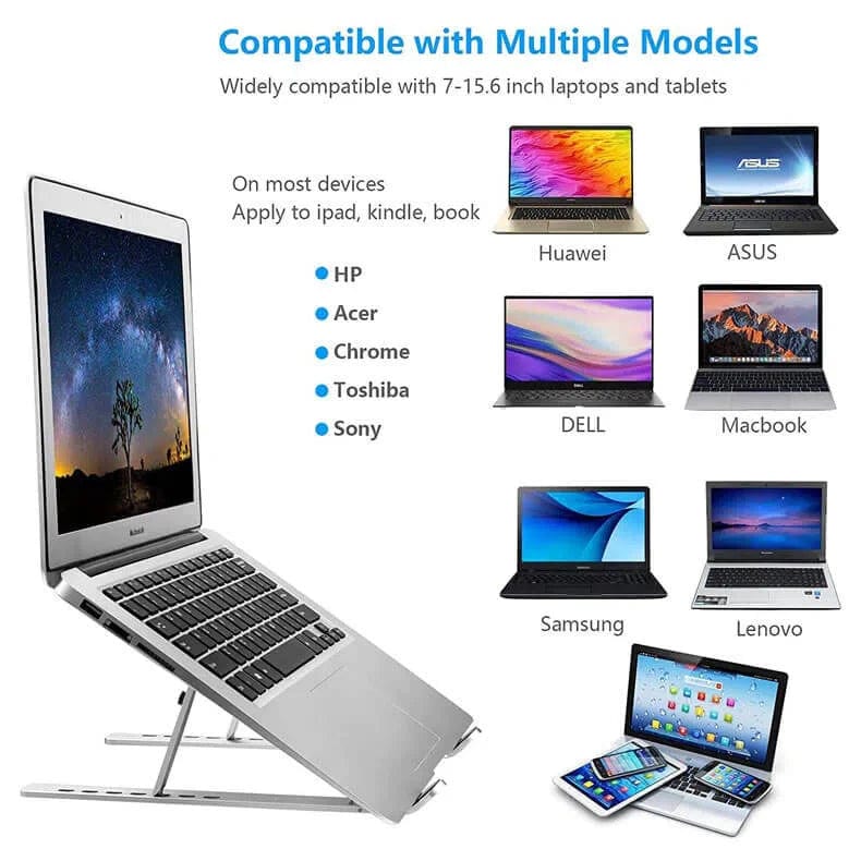 Adjustable Stand Holder with Built-in Foldable Legs Classic Cooling pads for Laptop & Tablet