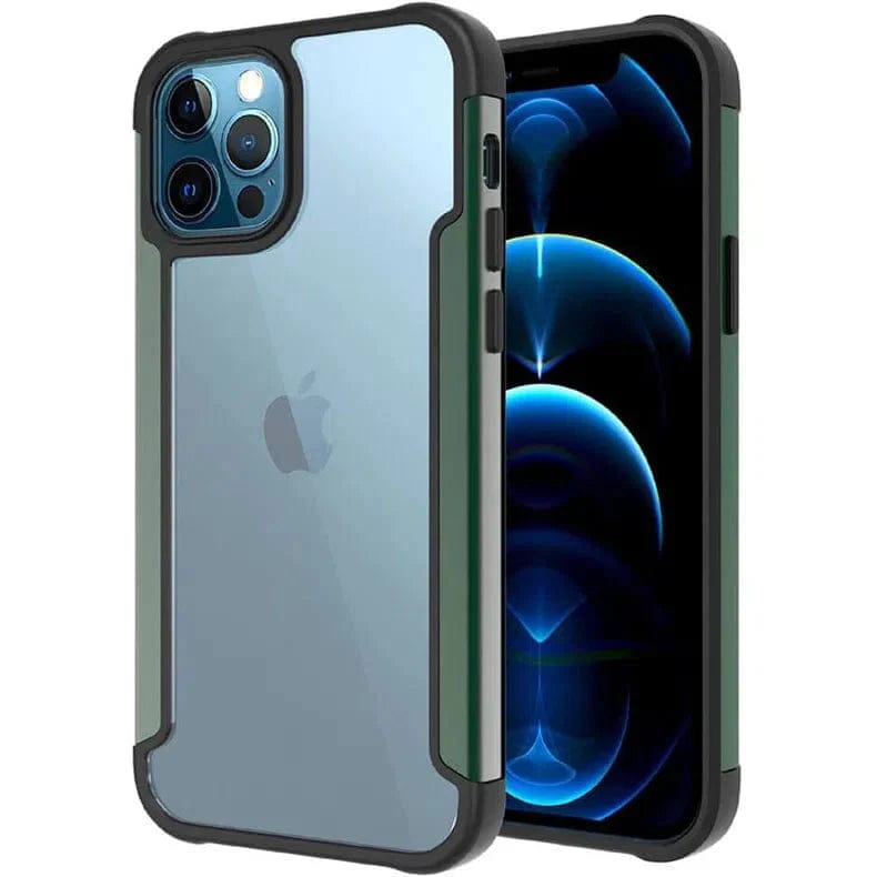 Aluminum Alloy Metal Edge Transparent Case for iPhone Back Cases iPhone 14 Pro Max / Green