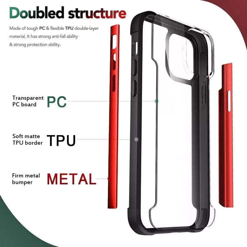 Aluminum Alloy Metal Edge Transparent Case for iPhone Back Cases