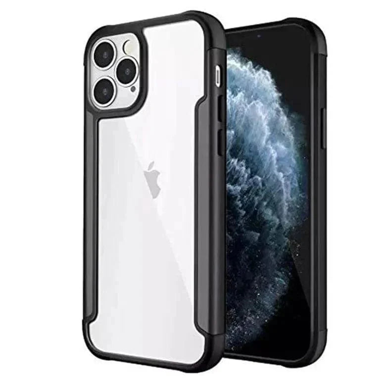 Aluminum Alloy Metal Edge Clear Case for iPhone 11 Black Back Cases