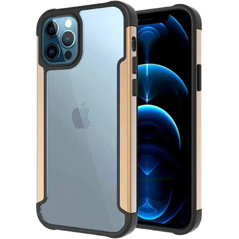 Aluminum Alloy Metal Edge Clear Case for iPhone 11 Gold Back Cases