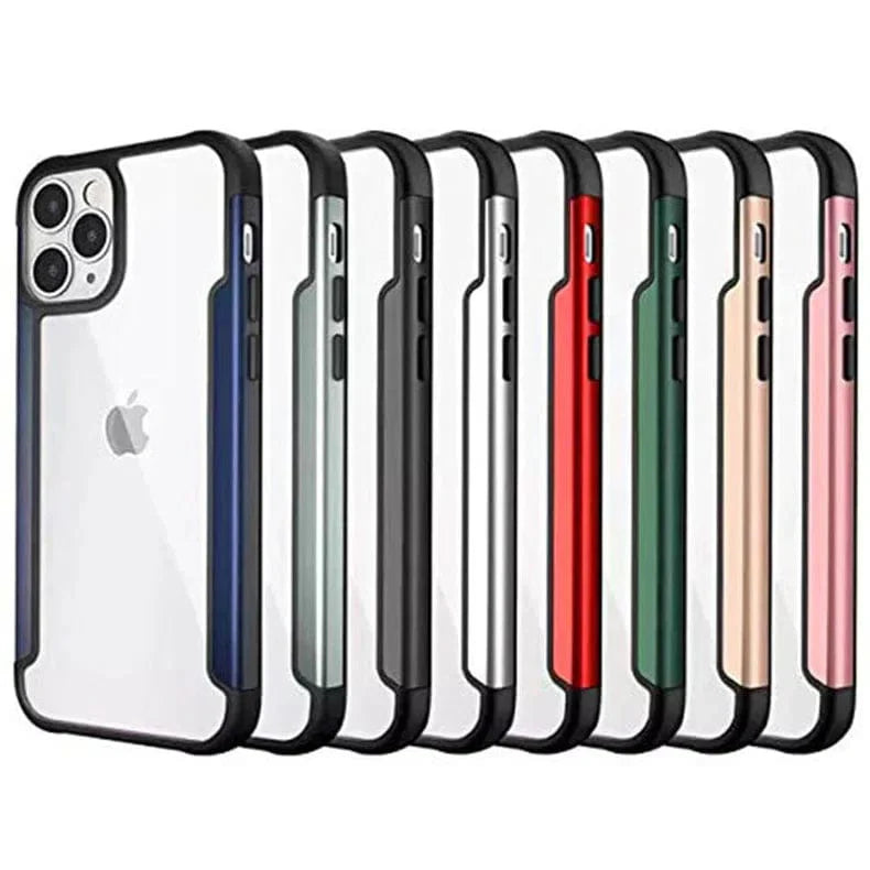 Aluminum Alloy Metal Edge Transparent Phone Back Case for Apple iPhone