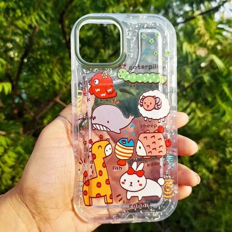 Animal Print Silver Glitter Foil Clear Soft Case for iPhone 13 Pro Max