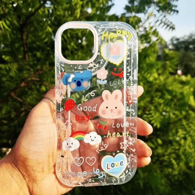 Animal Print Silver Glitter Foil Clear Soft Case for iPhone 13 Pro Max