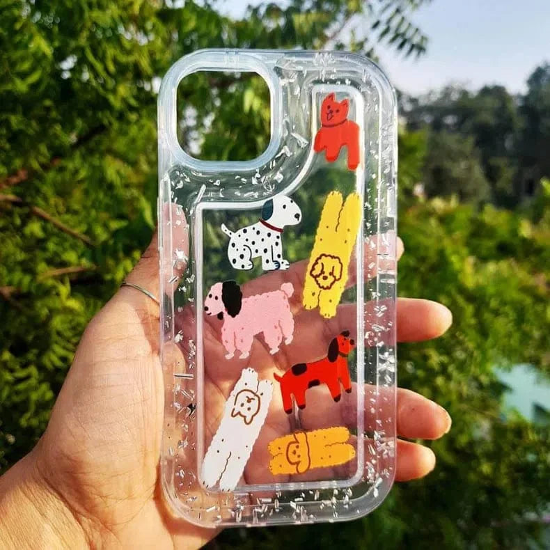 Animal Print Silver Glitter Foil Clear Soft Case for iPhone 13 Pro