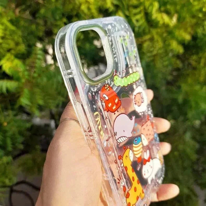 Animal Print Silver Glitter Foil Clear Soft Case for iPhone 14