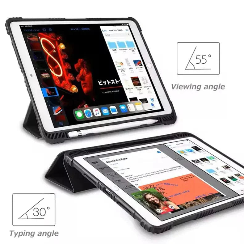 Anti-Slip Rugged TPU Hard PC Flip Leather Case For iPad