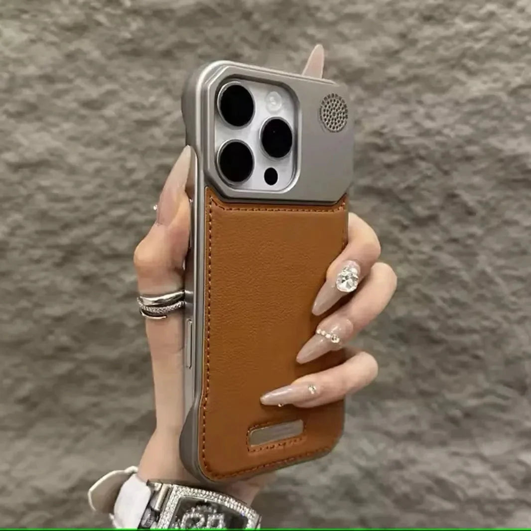 Aromatherapy Magsafe Leather Heat Dissipation Case for iPhone 15 Pro