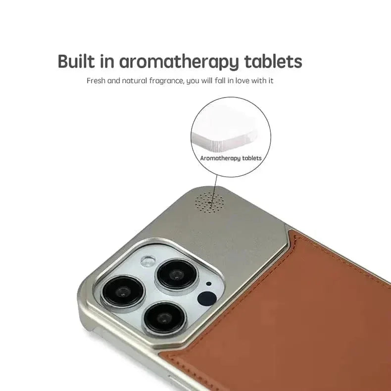 Aromatherapy Magsafe Leather Heat Dissipation Case for iPhone 16 Pro