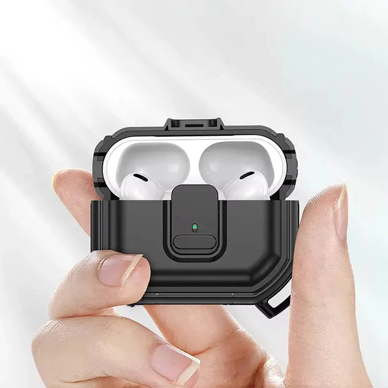 Auto Snap Switch Case with Secure Lock Clip for Apple Airpods