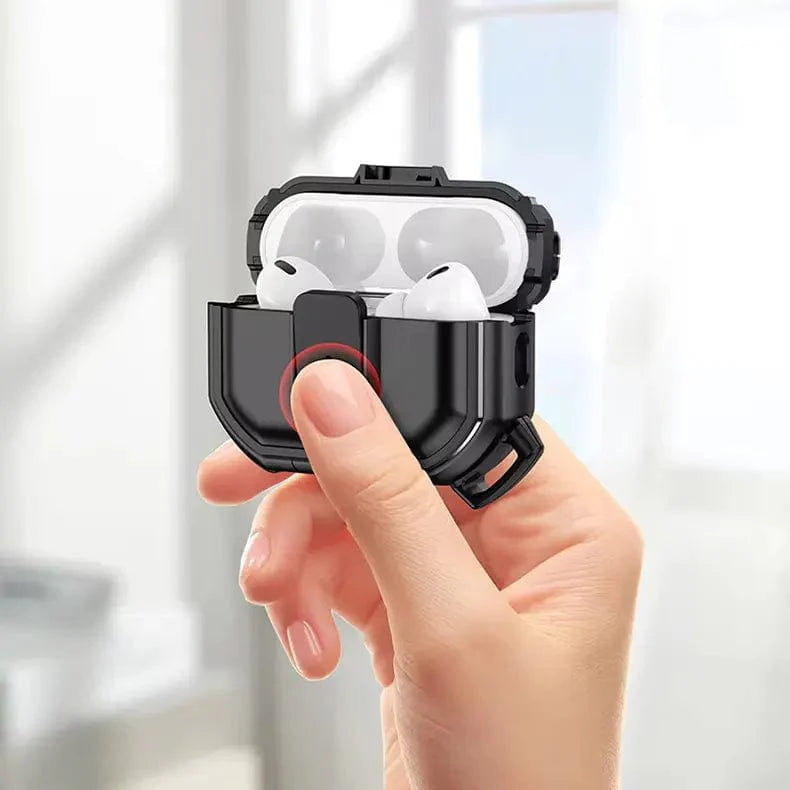 Auto Snap Switch Case with Secure Lock Clip for Apple Airpods